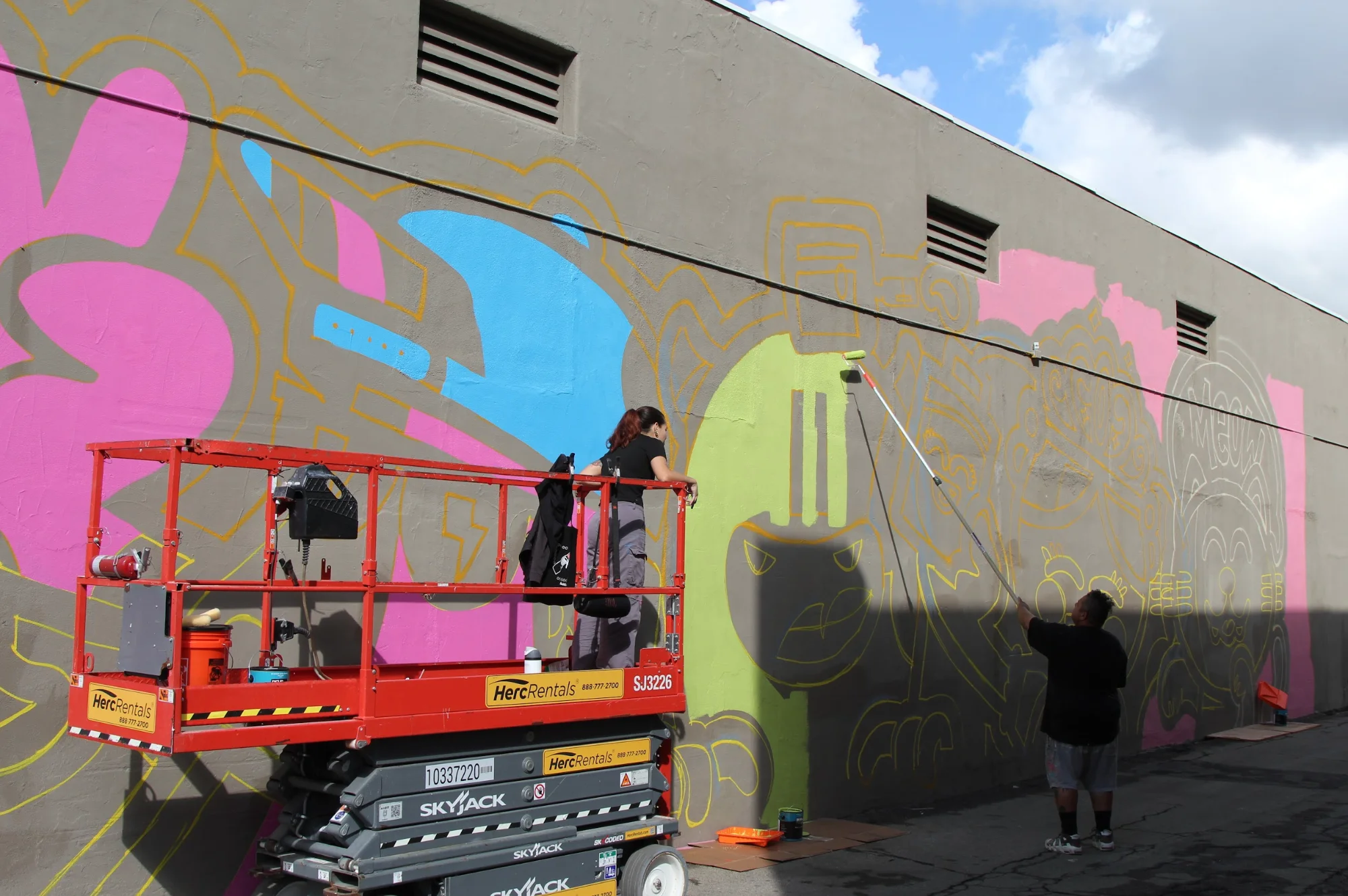Golden305 mural in progress