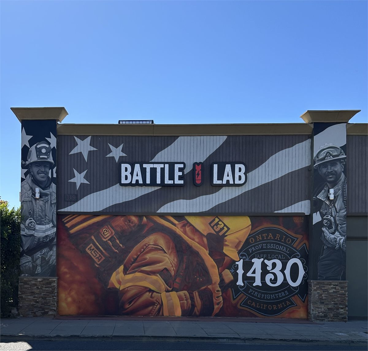 Completed firefighter mural in Downtown Ontario