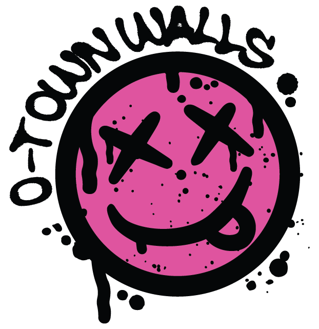 Pink and black O-Town Walls round logo preview